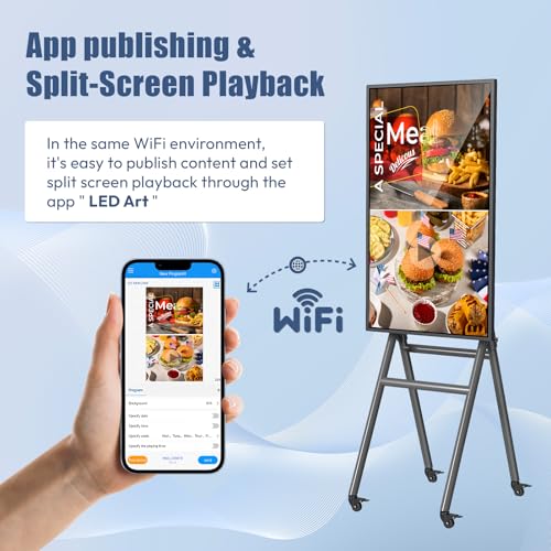 MWE 43 Inch Mobile Digital Signage Display Touchscreen Kiosk with Flight Case, Portable LCD Screen with Screen Mirroring App Publishing, Advertising Display Poster, Android OS - style: Touch-Screen