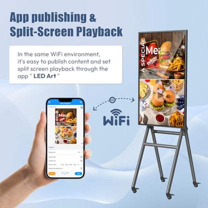 MWE 43 Inch Mobile Digital Signage Display Touchscreen Kiosk with Flight Case, Portable LCD Screen with Screen Mirroring App Publishing, Advertising Display Poster, Android OS - style: Touch-Screen