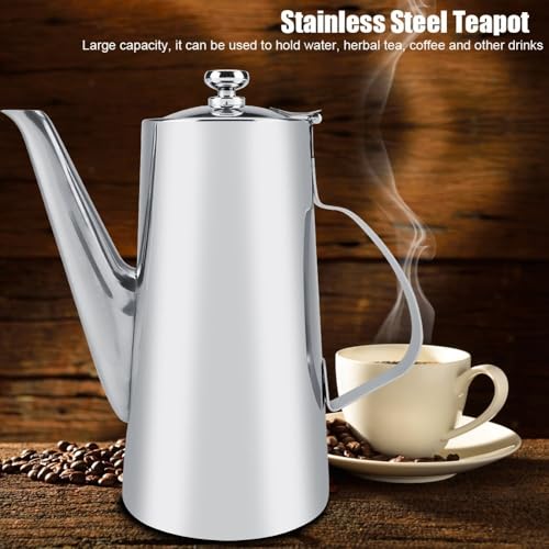 2L Capacity Stainless Steel Teapot with Ergonomic Handle Short Nozzle Pitcher Water Kettle for Home, Restaurant, Coffee(long nozzle) - style: long nozzle