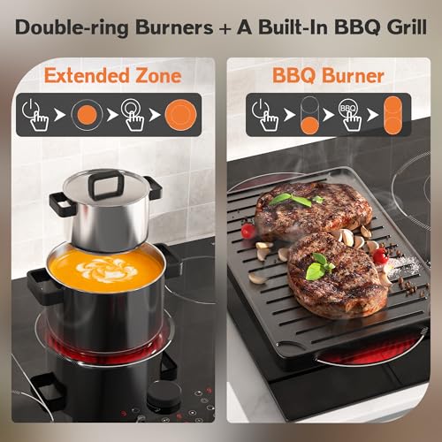 Electric Cooktop 30 Inch, 5 Burner Stove Top Burner 8600W, Magnetic Knob, - size: 30 Inch 5 Burner 586139