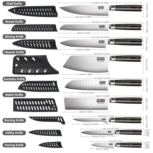 MDHAND Chef Knife Set with Roll Bag, Ultra Sharp Japanese Kitchen Knife Set - size: 10PCS Chef Knife Set