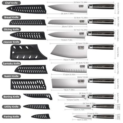 MDHAND Chef Knife Set with Roll Bag, Ultra Sharp Japanese Kitchen Knife Set - size: 10PCS Chef Knife Set