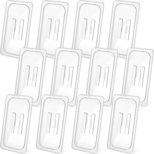Hoolerry 12 Pieces 1/3 Size Food Pan Lids Polycarbonate Universal Pan Lid