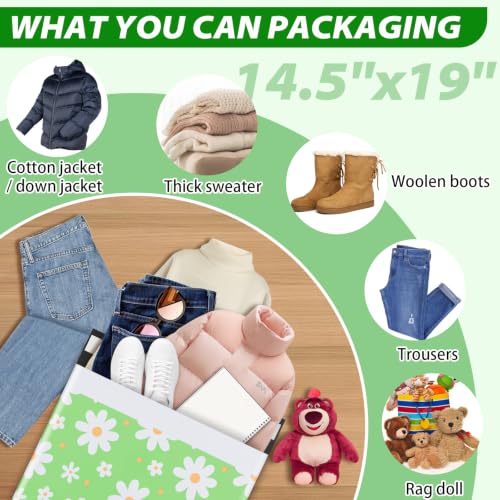 Oududianzi Large Poly Mailers 14.5x19, 50PCS Waterproof Shipping Bags, Self-Sealing Mailers Poly Bags, Packaging Bags for Small Bussiness - color: Big Daisy, size: 14.5x19 - 50Pack