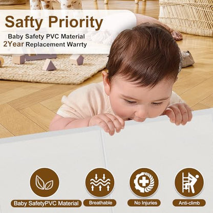 Miumoon 120 inch Reinforced Retractable Baby Gates 34 inch Tall - color: White, size: 34" Tall x 120" Wide