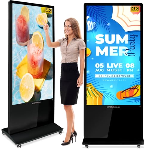 65" Digital Signage Displays, 4K LCD Touch Screen Floor Standing Display - size: 65 inch