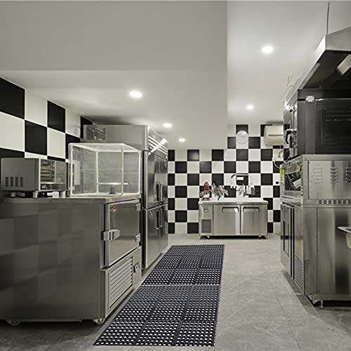 Yesland Anti-Fatigue Rubber Matting, 36 x 36 x 1/2 Inches, Black Dura Chef Anti-Slip Kitchen Mat for Restaurant Bar Floor, Bath Mat for Wet Areas, Garage, Garden Use - size: 36"L x 36"W x 0.5"Th