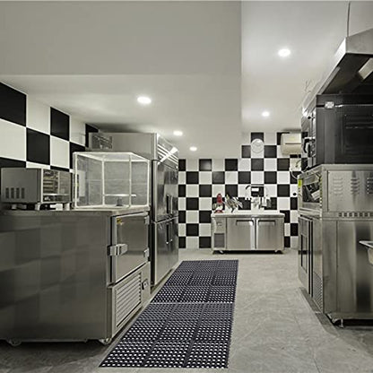 Yesland Anti-Fatigue Rubber Matting, 36 x 36 x 1/2 Inches, Black Dura Chef Anti-Slip Kitchen Mat for Restaurant Bar Floor, Bath Mat for Wet Areas, Garage, Garden Use - size: 36"L x 36"W x 0.5"Th