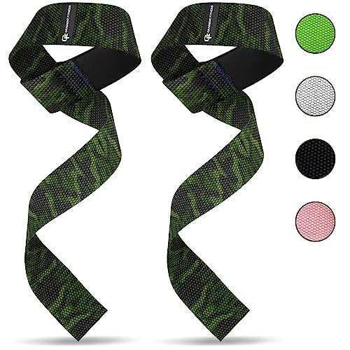 Lifting Straps for Weightlifting, Padded Wrist Support Wraps, 2 Pack - color: Camo