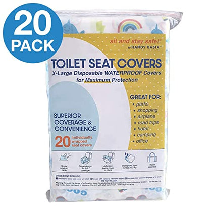 Extra Large Disposable Waterproof Toilet Seat Covers, Travel, Work & School - color: Good Vibes