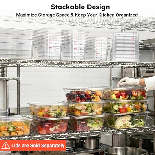 6-Pack 1/9 Size 6" Deep Polycarbonate Food Pans, NSF Commercial Clear Food Pan, Hotel Pan for Sauces, Condiments & Small Prep, Food-Grade with Label Area - color: 1/9 Size, size: 6" Deep