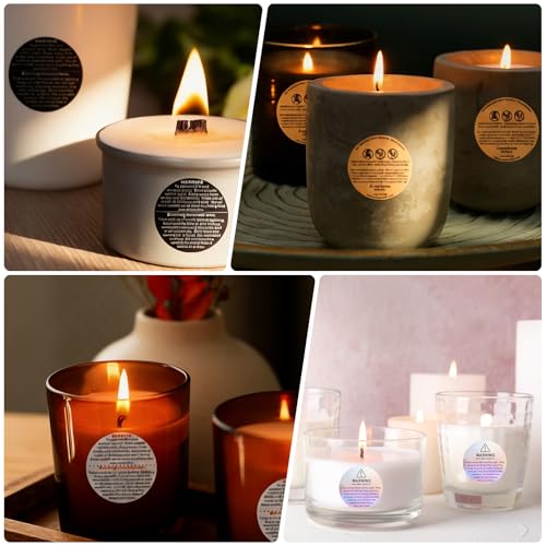 MECCANIXITY Candle Warning Labels 1.5" Black Jar Warning Stickers 500Pcs - color: Black With F Style