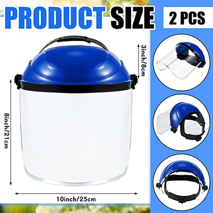 Amylove 2 Pcs Face Shield Helmet Full Impact Safety, Blue, Clear - color: Blue, Clear