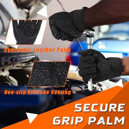 HANDLANDY Grip Work Gloves for Women Men, Safety Utility Yard Working Gloves, Flexible Touch Screen Mechanics Gloves (Black- Grip, Large (Pack of 1)) - color: Black (1 Pair), size: Large