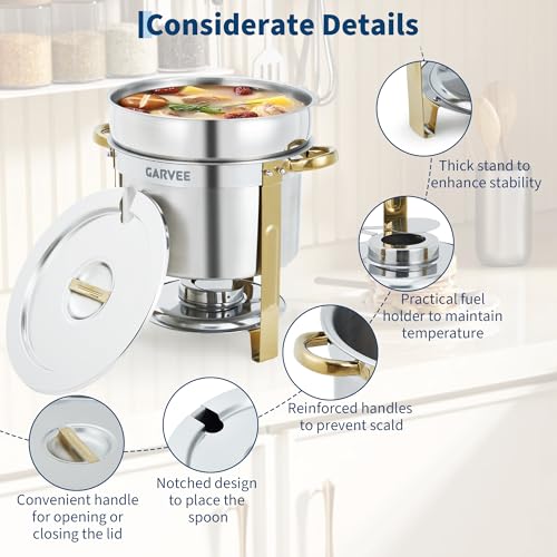 11L Stainless Steel 4-Piece Commercial Soup Warmer Kettle with Lid+Handles - size: 11 QT-4 Pcs