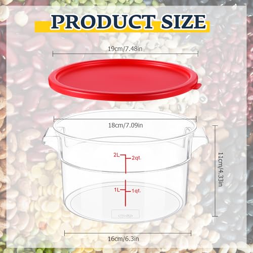Ziliny 1 Pcs 2 Qt Dough Proofing Container with Lid and Red Scale, Red - color: Red, size: 2 Qt