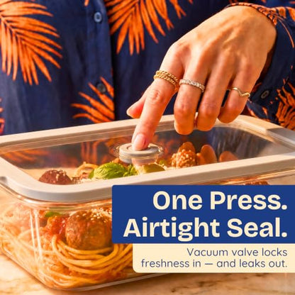 Non-Toxic Glass Food Containers with Lids, 2-Pack, 50 oz, Airtight, Gray - color: Gray, size: 50 Oz