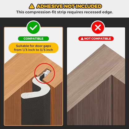Ravinte Weather Stripping Door Seal, Q-Shaped Kerf Foam Strip, 8 FT, Black - color: Black, size: 8 Feet