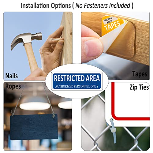 Restricted Area Sign Outdoor,(2 Pack) Metal Authorized Personnel Only, 10" x 3.5" Do Not Enter Sign, Aluminum, Rust free, Fade Resistant,Weatherproof (Blue) - color: Restricted Area Sign-01B