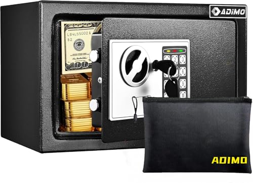 ADIMO Safe Box for College Dorm Room with Fireproof Waterproof Bag, Money Safe with Keys & Pass Code & Wall Mount Kits, Hidden Home Safe for Money, Jewelry, and Documents-0.5 Cubic Feet - size: 0.5 Cu.Ft.