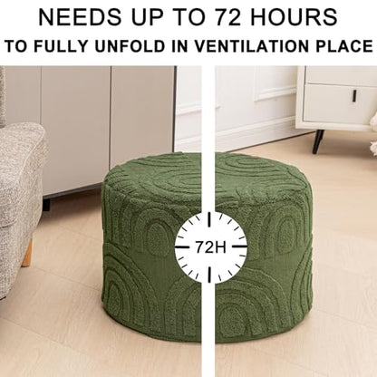 Asuprui Boucle Pouf Ottoman Foot Rest, Deep Green, 20x20x14 Inches - color: Deep Green, size: 20"D x 20"W x 14"H