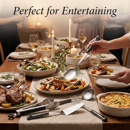 Stainless Steel Metal Serving Utensils Set - color: 10 pack Serving Sets