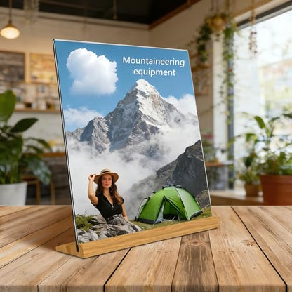 TONICE® 3 Pack 8.5x11 Acrylic Sign Holder L Shape Slant Back Design Clear Acrylic Frame Wood Base, Table Menu Display Stand, Flyer Display (Optional 8.5x11/5x7 Inch L/T Shape) - color: 8.5x11 L
