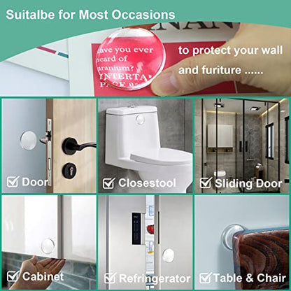 Door Stopper Wall Protector - Wall Shield Bumper Guard from Door Knobs,Sturdy Self Adhesive,Soft and Transparent,Washable Reusable Shock Absorbent Gel for Home Office (Classic Round, 12pcs) - size: 12 pieces, style: Classic Round