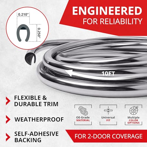All-Fit Automotive Car Door Edge Protector Made in the USA (10 Ft - Chrome) - color: Chrome