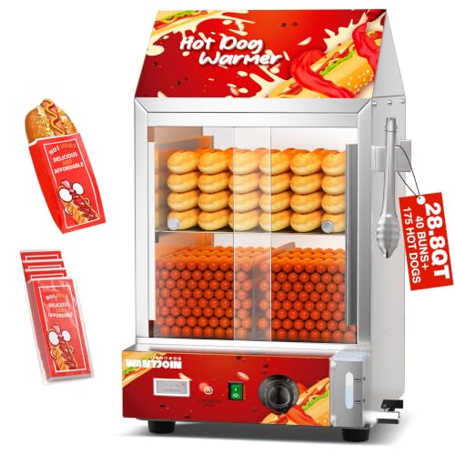 WantJoin Hot Dog Machine, Kitchen 28.8QT Commercial Hot Dog Machine - color: Silver, size: 28.8QT