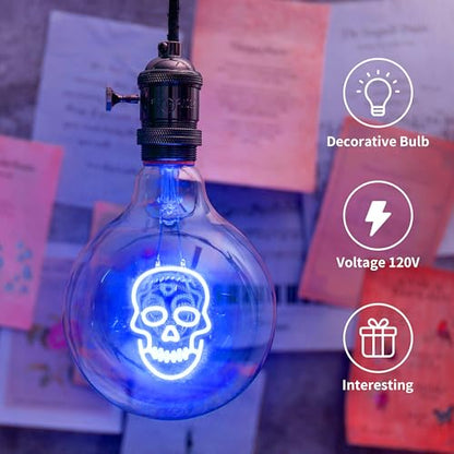 2W LED Decorative Globe Light, Soothing Filament Bulb, G125 120V - color: Skull-down-bulb Only