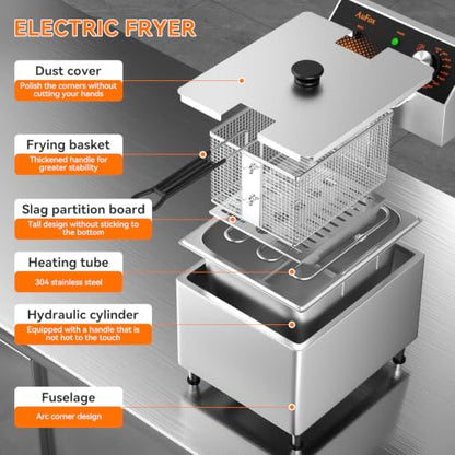 Commercial Deep Fryer with Basket 12.7Qt 1750W Electric Countertop Fryer - size: 12L
