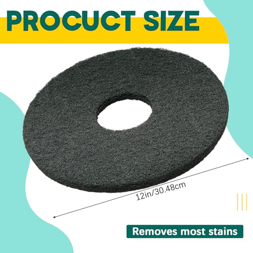 Teenyyou 2 Pcs 12" Black Floor Buffer Pads for Machine - color: Black, size: 12"