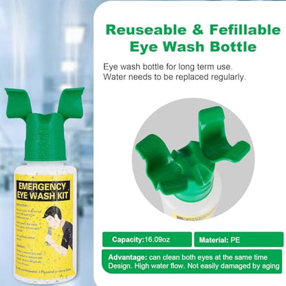 Portable Eyewash Station OSHA-Approved - Upgraded Emergency Eye Wash Bottles Flush Kit Clean Both Eyes Simultaneously Wall Mounted 16oz （No Solution） - color: 1Pcs