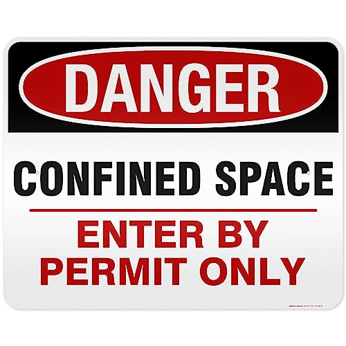 Danger Confined Space Enter By Permit Only Sign, 24x30 Inches, 3M EGP - size: 24x30 - Aluminum Reflective