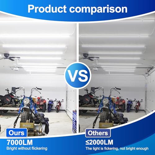 XLNYUUI Led Shop Lights,4FT LED Light 50W 6500K 7000LM Led Daylight,Garage Light Linkable Clear Cover Integrated V-Shape for Garage Warehouse Workbench Workshop(10-Pack) - size: 4FT 10PACK