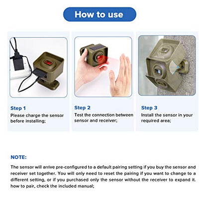 Wireless Driveway Alarm, 1/2 Long Mile for Outdoor Security - style: 1 Receiver & 4 Sensors