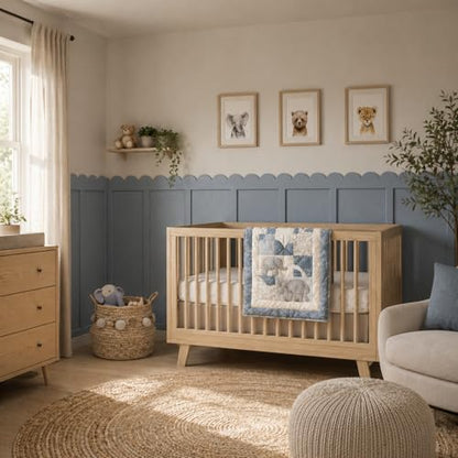 Geetery 12 Pcs Solid Wood Scalloped Wall Panel for Nursery, 47"x 95"