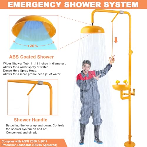 Eyewash Shower Station OSHA-Approved - Emergency Safety Eye Wash and Shower Combination Kit First Aid Eyewash Station