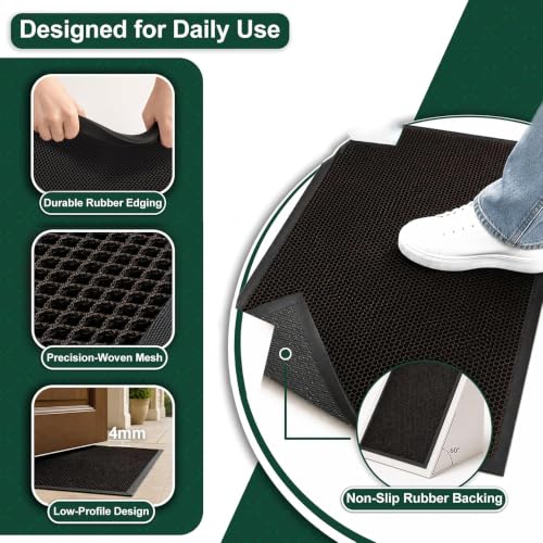 Mibao Meshy Mat Door Mat Heavy-Duty Quick-Dry Floor Mat, Sand & Dirt Trapper for Indoor & Outdoor, Ideal for Entrance, Mudrooms,Patios & Garages,Low-Profile,Non-Slip,Washable, Brown,30" x 17" - color: Brown, size: 1'5" x 2'6" (Rectangular)