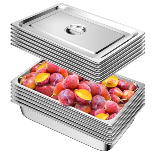 Hotel Pans with Lids 1/1 Full Size 4 Inch Stainless Steel Steam Table Pan - color: Full Size, size: 4" Deep