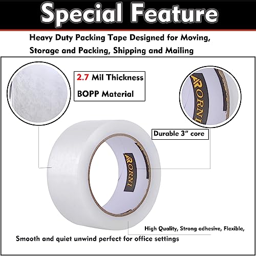 Heavy Duty Packing Tape Clear 36 Rolls 1.88" x65Y, 2.7 Mil - size: 36 Rolls/65 Yards 2.7 Mil