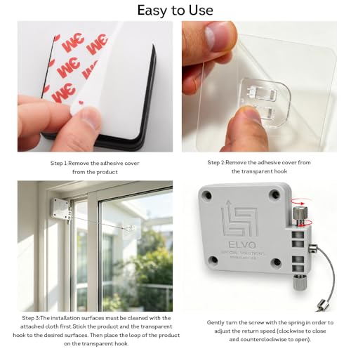 Lily's Home Drill-Free Automatic Door Closer - Strong Spring Tension, Full Control on Closure Speed & Strength, for Sliding Screen, Storm, Bathroom, Bedroom & Cabinet Doors (Single, White) - size: Single - White