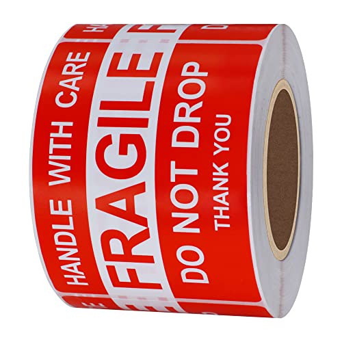Hybsk Do Not Drop Thank You Fragile Stickers Adhesive Label 300 Per Roll (2x3 inch) - size: 2x3 inch
