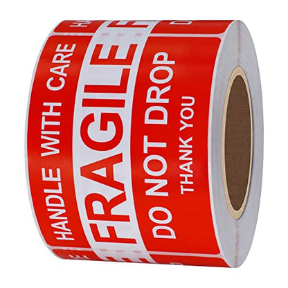 Hybsk Do Not Drop Thank You Fragile Stickers Adhesive Label 300 Per Roll (2x3 inch) - size: 2x3 inch