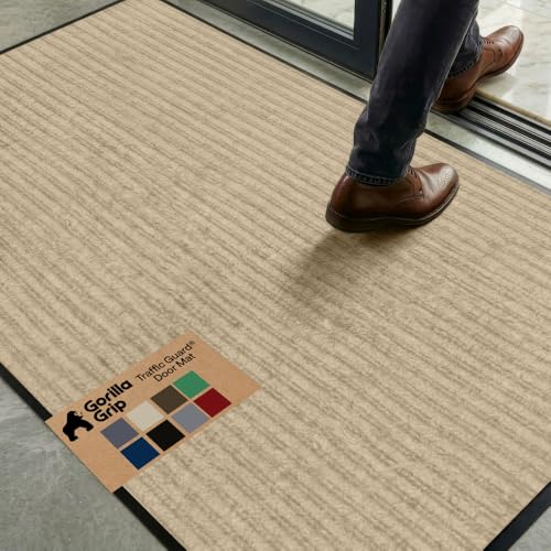 GORILLA GRIP Traffic Guard Indoor Outdoor Heavy Duty Door Mat, 72x48 Beige - color: Beige, size: 72" X 48"