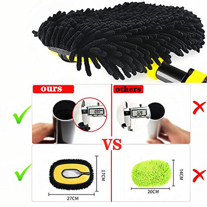 Mveqrrn15°Curved Chenille Car Wash Brush, Extendable Long Handle Mop-Yellow - color: Yellow-002