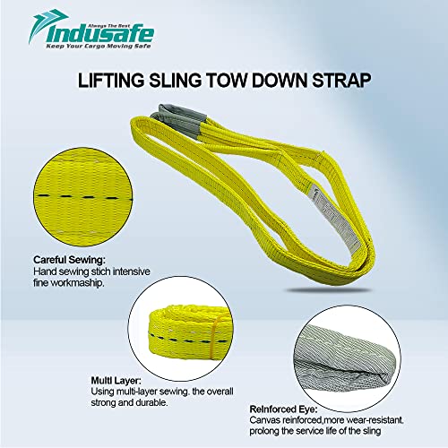 2" x 6’ Poly Web Sling Lifting Strap for Construction 6200lbs Vertical for Rigging Moving Towing Hoisting Work Gear - color: Yellow - Vertical Capacity 6200LBS, size: 6ft