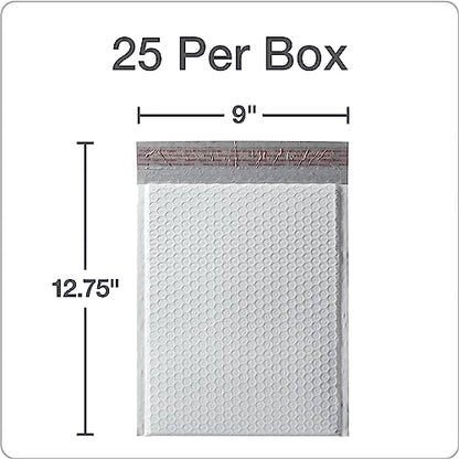 Quality Park Bubble Mailers, 8.5 x 11 Shipping Envelopes, Water Resistant White Poly Padded Envelopes, Redi-Strip Peel Off Closure, 25/Box (QUA85859) - size: One Size
