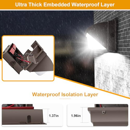 120W LED Wall Pack Light 18000LM 100-277V LED Security Flood Wall Mount Exterior Fixture IP65 Waterproof Commercial Industrial Building Outdoor Wallpack Lights for Barn,Yard,Garage 4 Pack - size: Standard /120/no photocell-4Pack